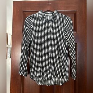 Big Dart Black White Houndstooth Button Front Blouse EUR 38 (US size 6)